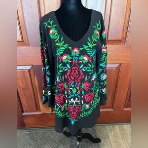 Roja Mira Flores Tunic Shirt Blouse Western Gypsy Boho Embroidered XS NWOT